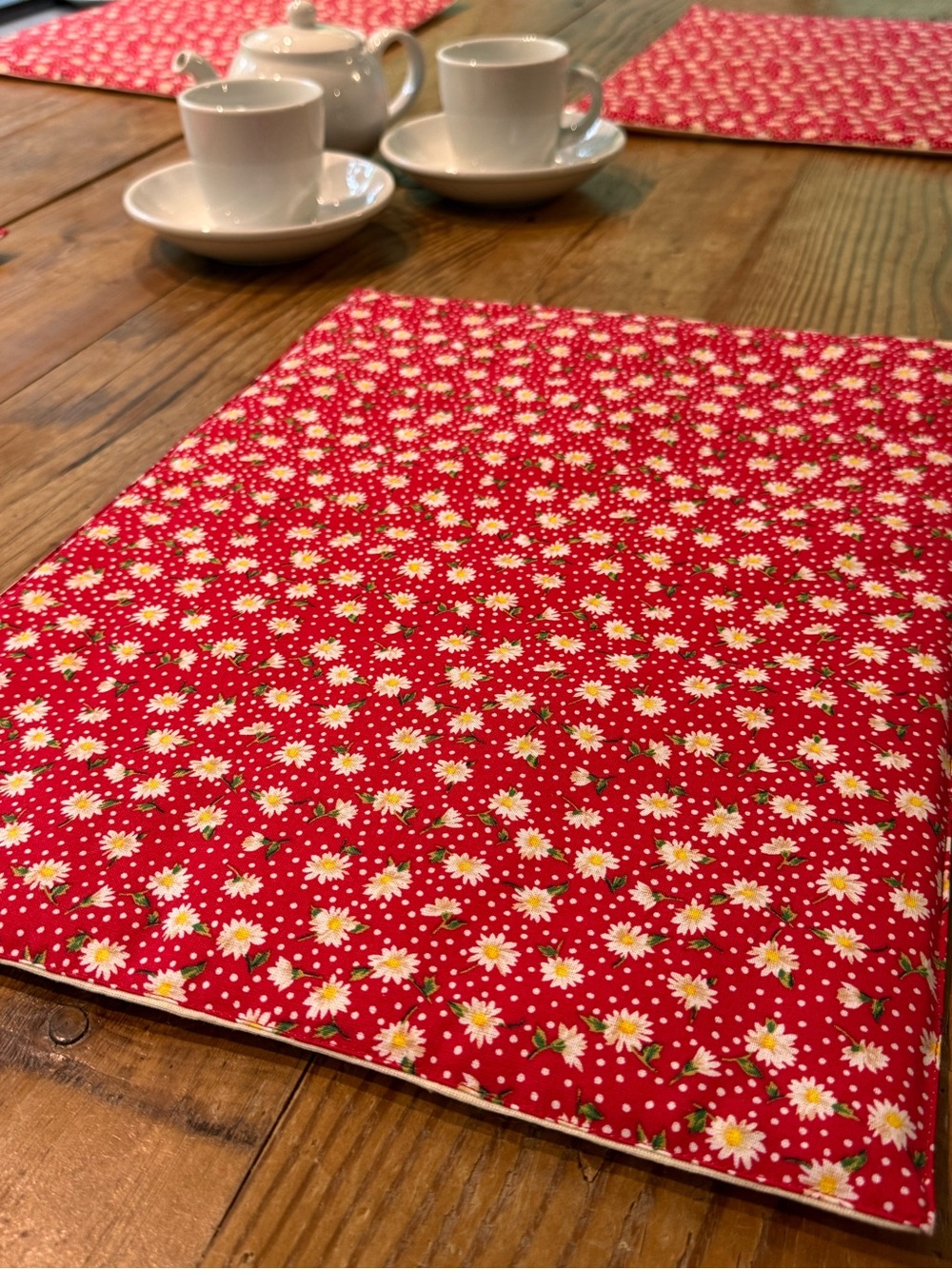 Handmade Daisy Print Placemats Set of 4 Cottagecore Farmhouse - Picture 7 of 9